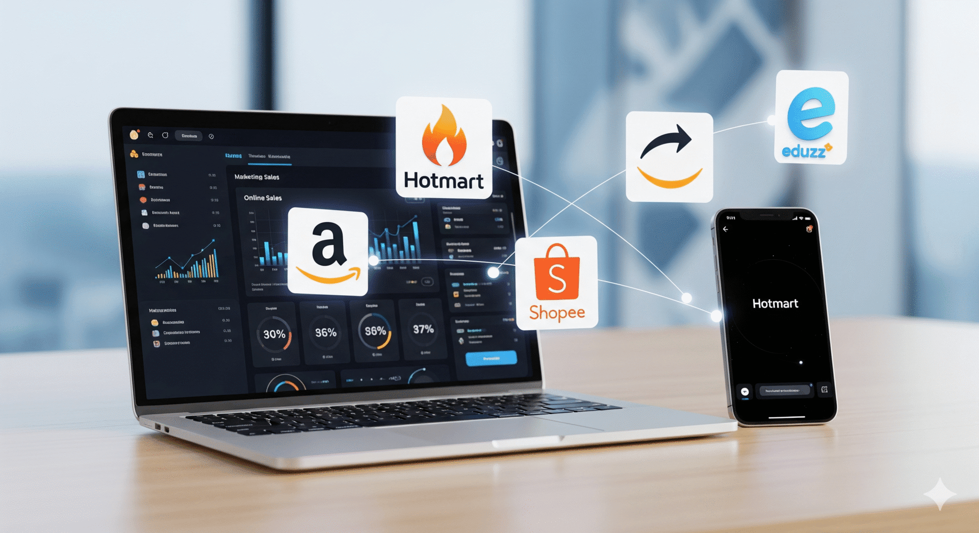 Programas de Afiliados em 2025: Como Começar do Zero e Lucrar com os Melhores do Mercado 10 "Imagem capa destacada mostrando marketing de afiliados em 2025 com computador e celular."
