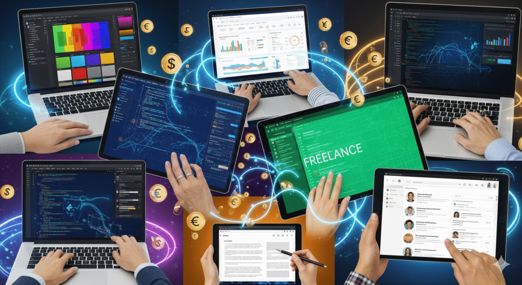 Áreas de atuação para freelancers digitais em 2025.
