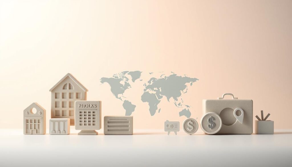 A clean, minimalist illustration of fundamental investment concepts. In the foreground, simple icons representing key investment vehicles - stocks, bonds, mutual funds, and savings accounts - arranged in a balanced, aesthetic layout. The middle ground features a stylized world map, hinting at the global nature of modern investing. The background is a soft, gradient wash of complementary colors, creating a calm, contemplative atmosphere. Crisp, high-contrast lighting illuminates the scene, drawing the viewer's attention to the core investment elements. The overall composition conveys a sense of clarity, accessibility, and approachability for those new to the world of investing. A clean, minimalist illustration of fundamental investment concepts. In the foreground, simple icons representing key investment vehicles - stocks, bonds, mutual funds, and savings accounts - arranged in a balanced, aesthetic layout. The middle ground features a stylized world map, hinting at the global nature of modern investing. The background is a soft, gradient wash of complementary colors, creating a calm, contemplative atmosphere. Crisp, high-contrast lighting illuminates the scene, drawing the viewer's attention to the core investment elements. The overall composition conveys a sense of clarity, accessibility, and approachability for those new to the world of investing.