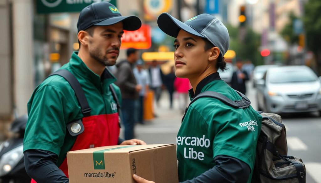 Imagem de um entregador do Mercado Livre trabalhando