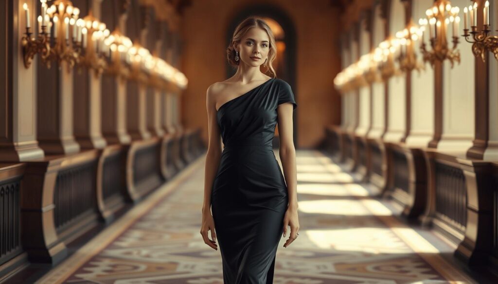 Imagem de uma mulher usando um vestido elegante