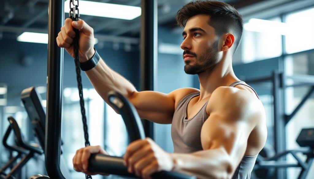 Imagem de uma pessoa fazendo exercícios com um equipamento de fitness